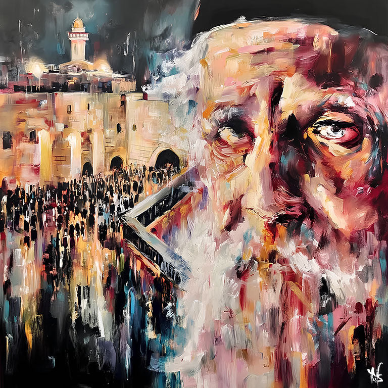 judaica wall art jerusalem jewish painting western wall fine art print