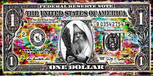 Rabbi de Loubavitch Dollar art juif contemporain pop art impression fine art sur plexiglass et aluminium