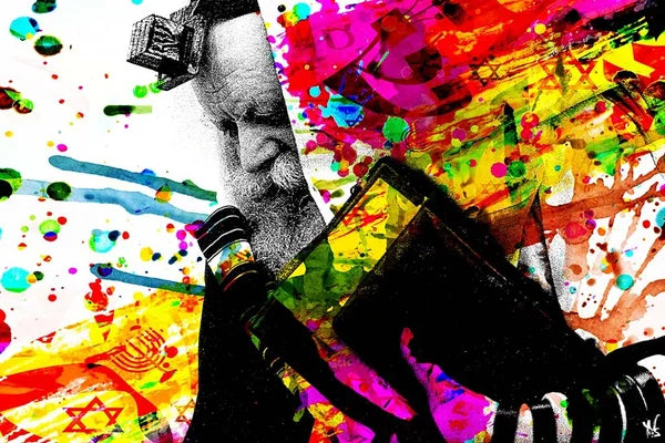 Rabbi de Loubavitch Lecture Sacrée art juif contemporain pop art impression fine art sur plexiglass et aluminium