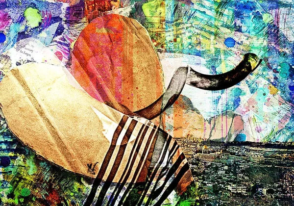 Shofar de Jérusalem Éveil art juif contemporain pop art impression fine art sur plexiglass et aluminium