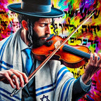 Violoniste Juif pop art art juif contemporain impression fine art sur plexiglass et aluminium